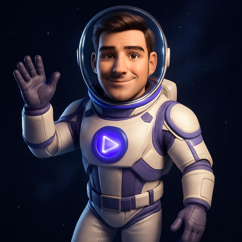 Astro Player — astronaut mascot waving