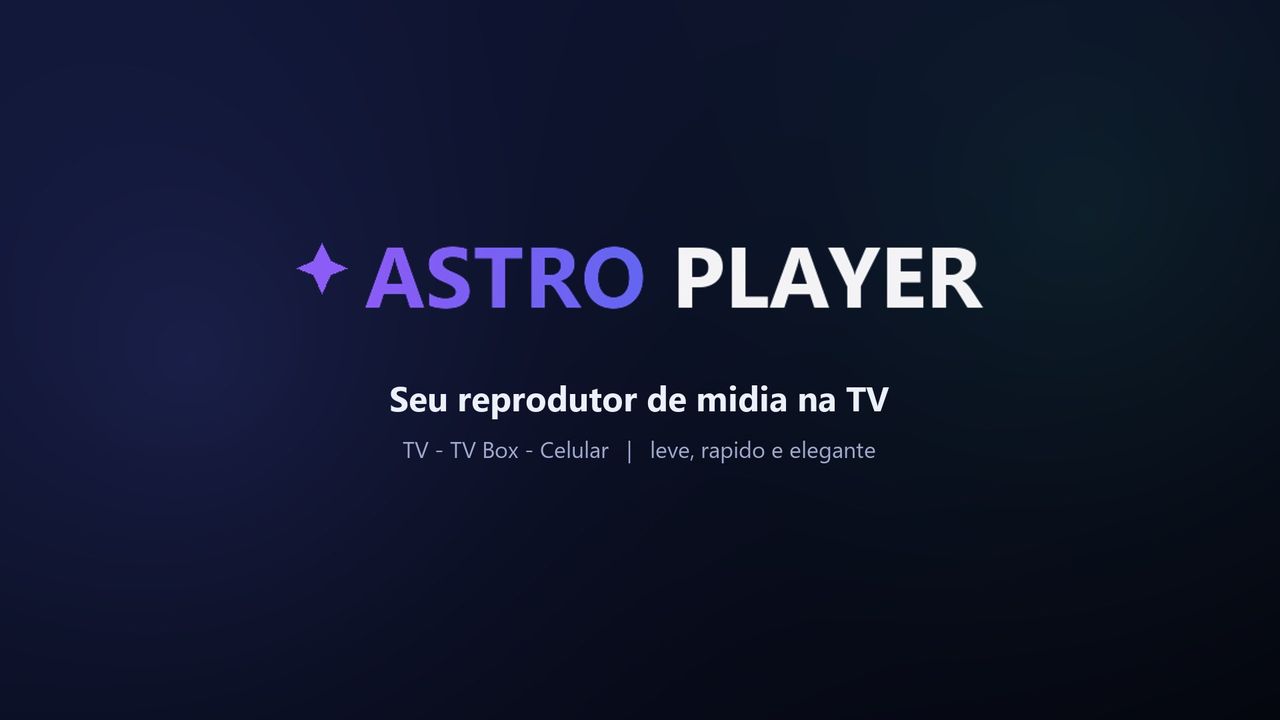 Astro Player — app opening screen on a TV